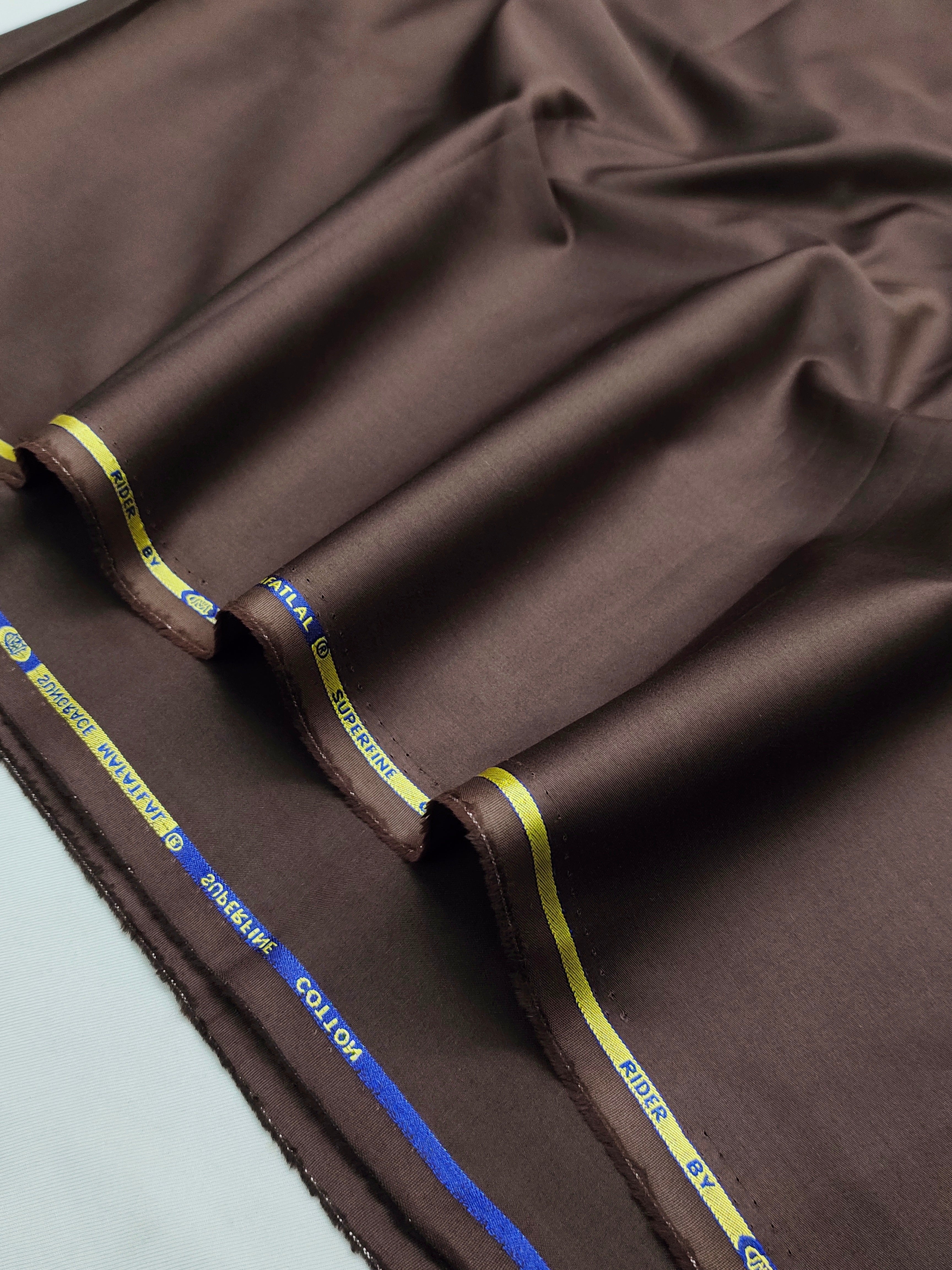 Espresso Brown Cotton Shirt Fabric for Men | Soft Cotton Material