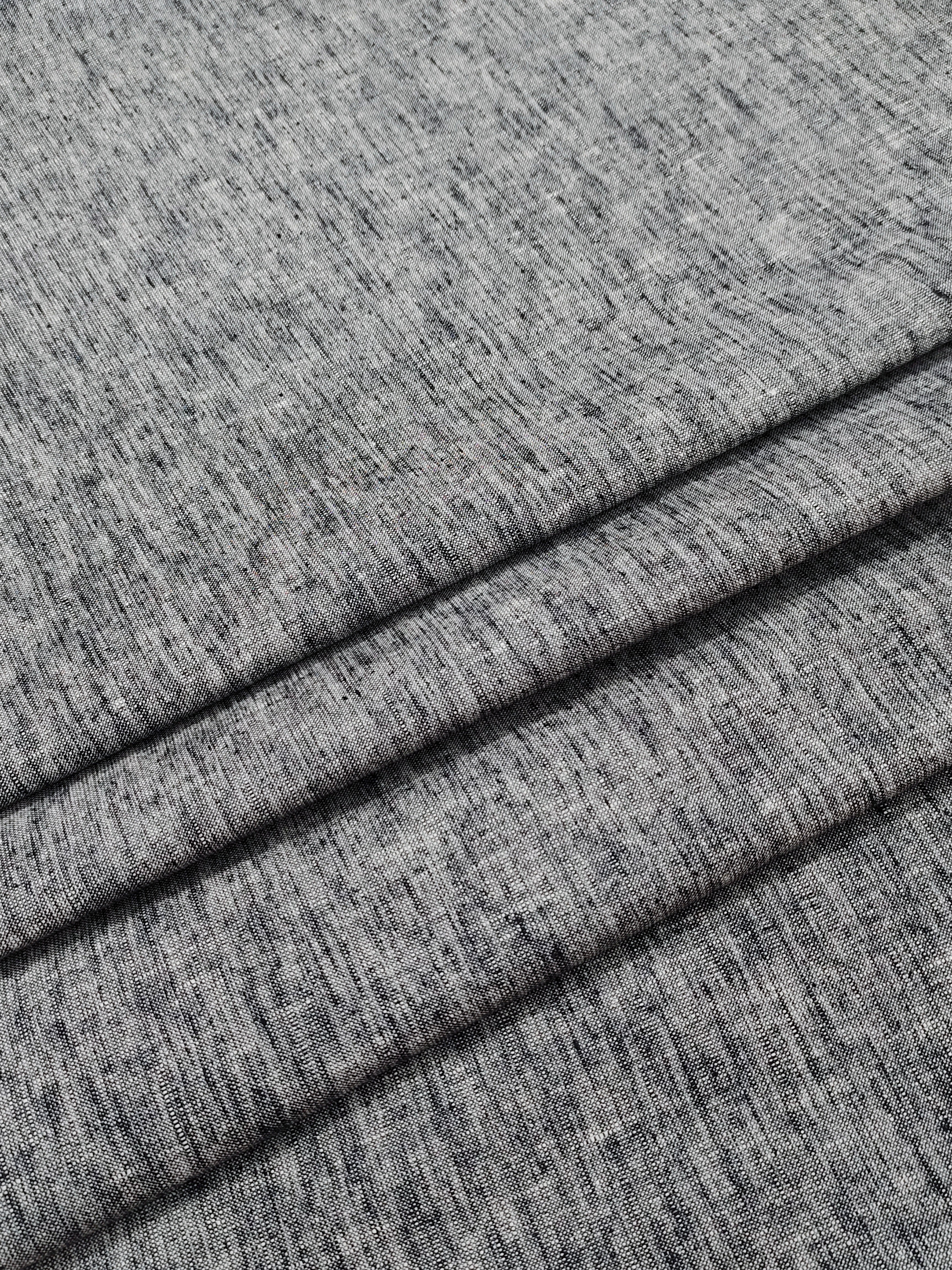 Premium Charcoal Grey Mélange Linen Trouser Fabric – Soft & Breathable