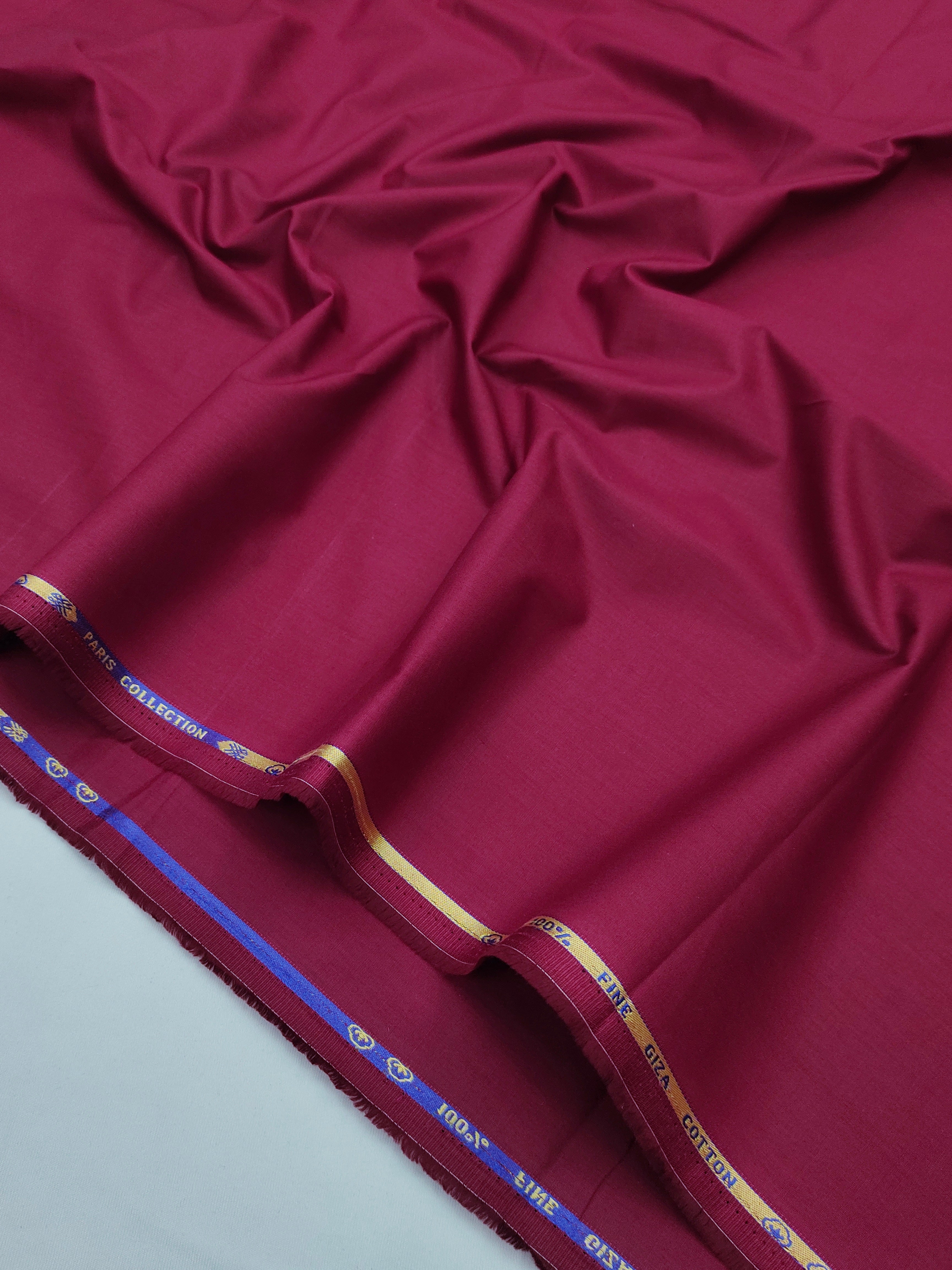 Premium Burgundy Solid Cotton Shirt Fabric – Soft & Breathable