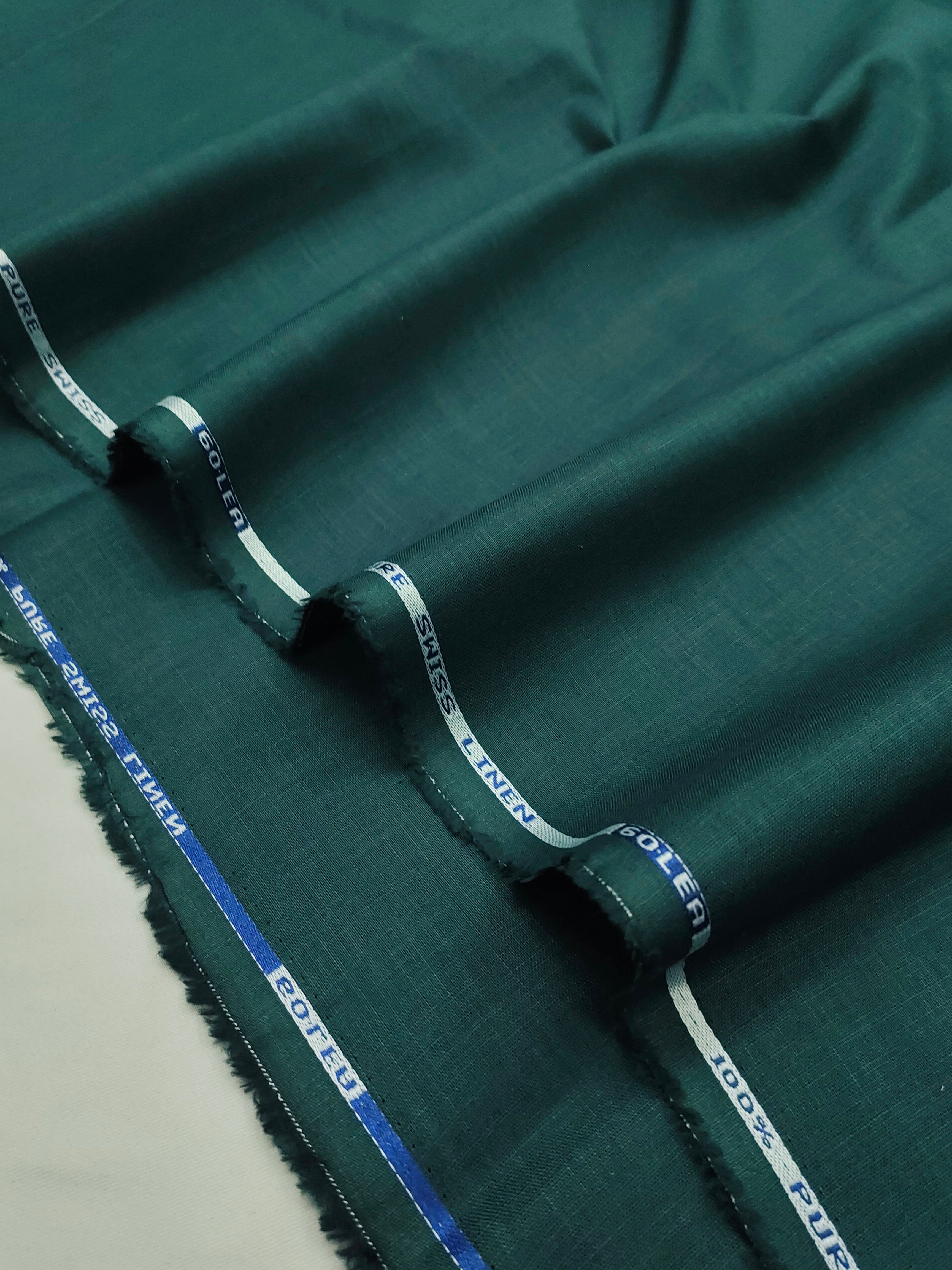 Teal Green Semi Linen Shirt Fabric