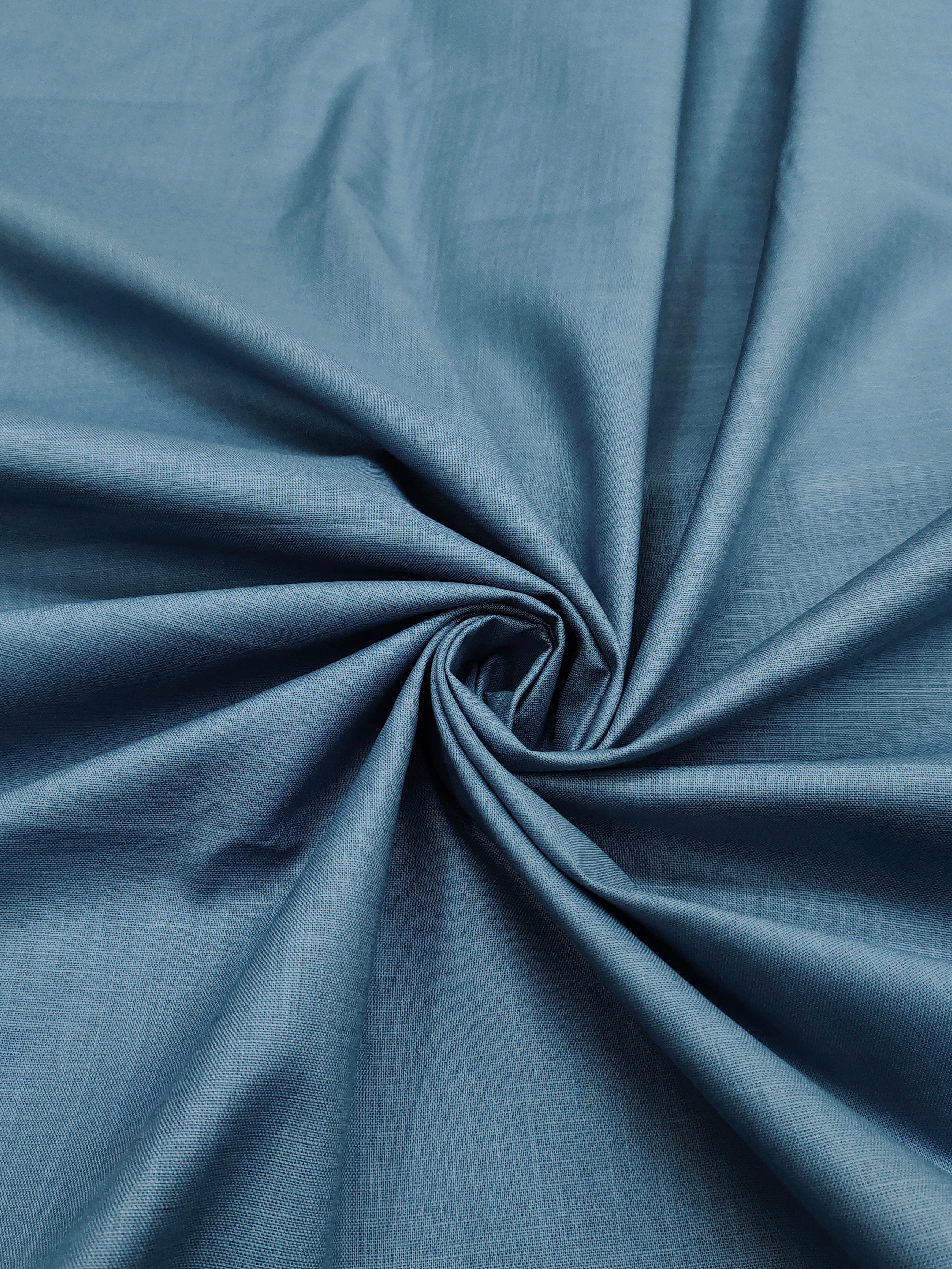 Dusty Blue & Optical White Linen Combo Fabric for Men