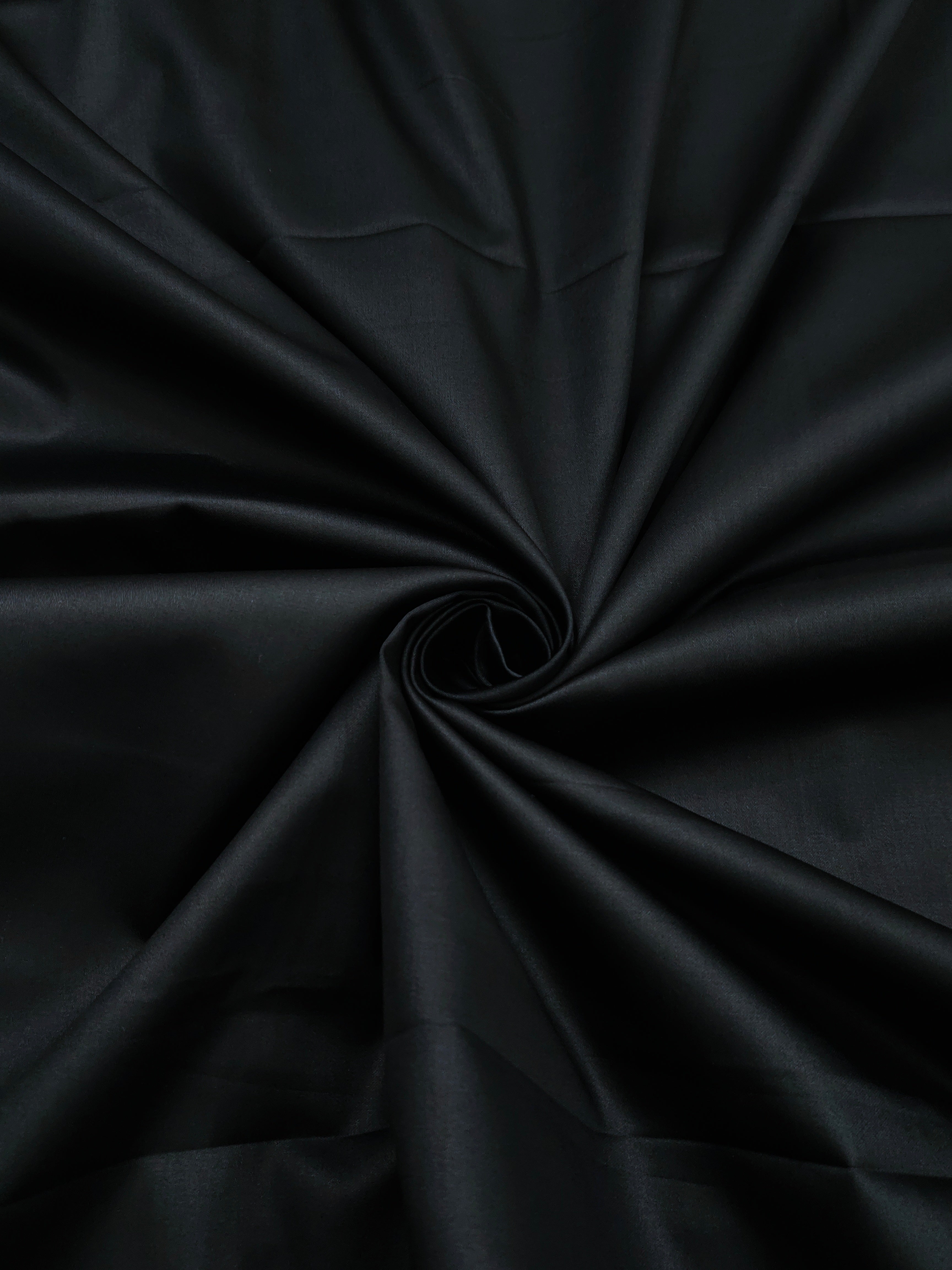 Midnight Black Cotton Shirt Fabric for Men