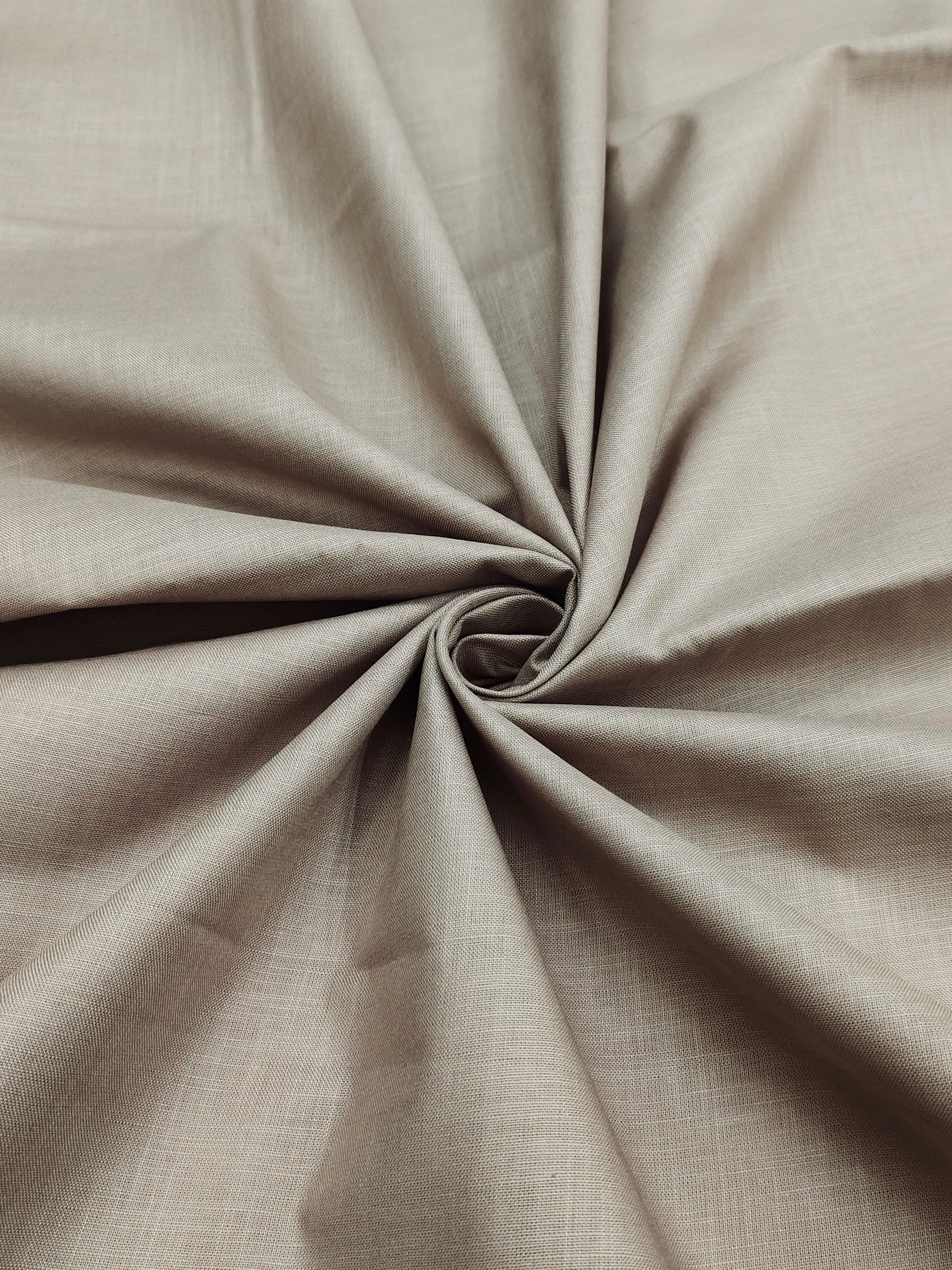 Mushroom Beige & Optical White Linen Combo Fabric for Men