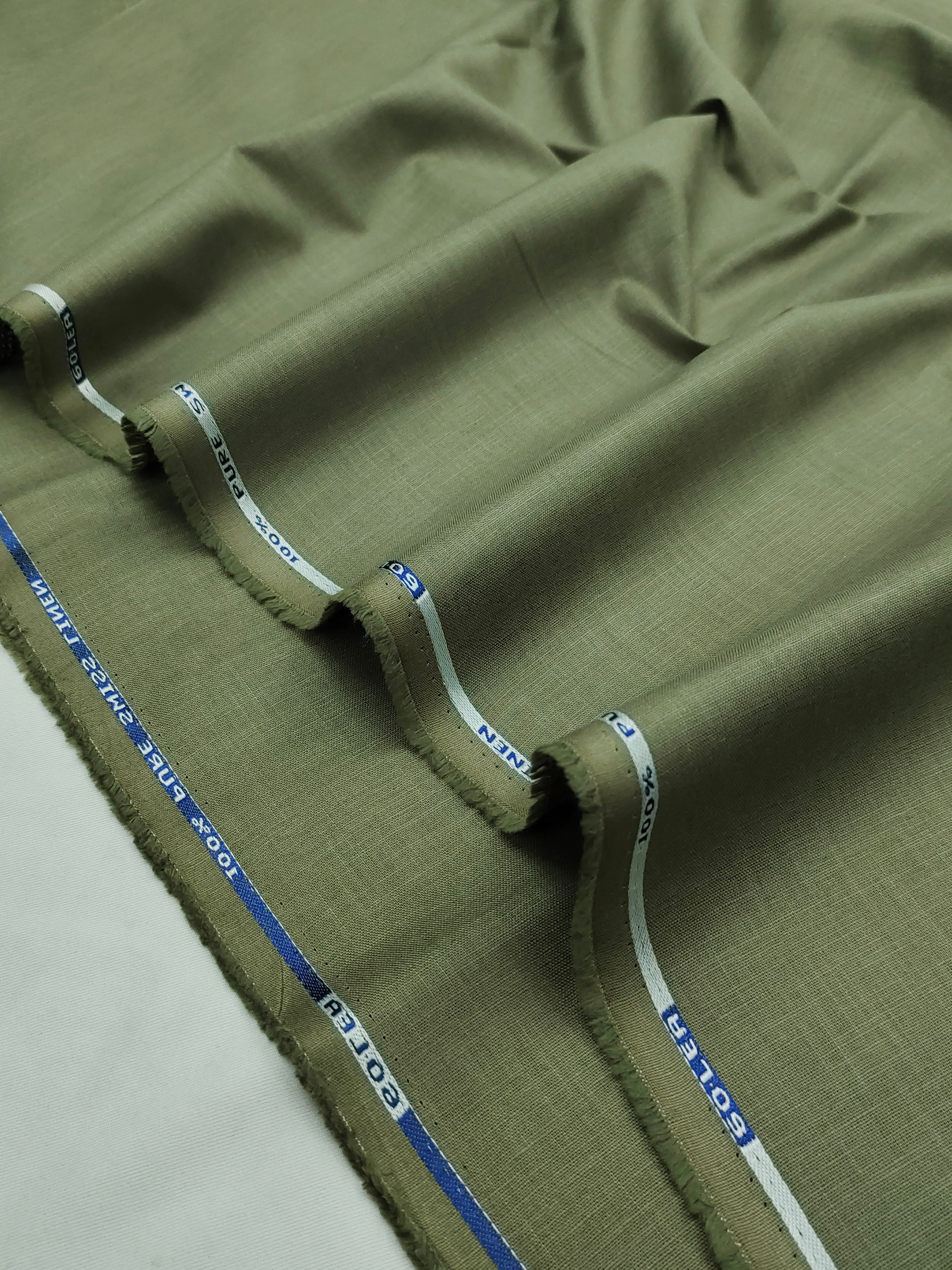 Olive Green Semi Linen Shirt Fabric