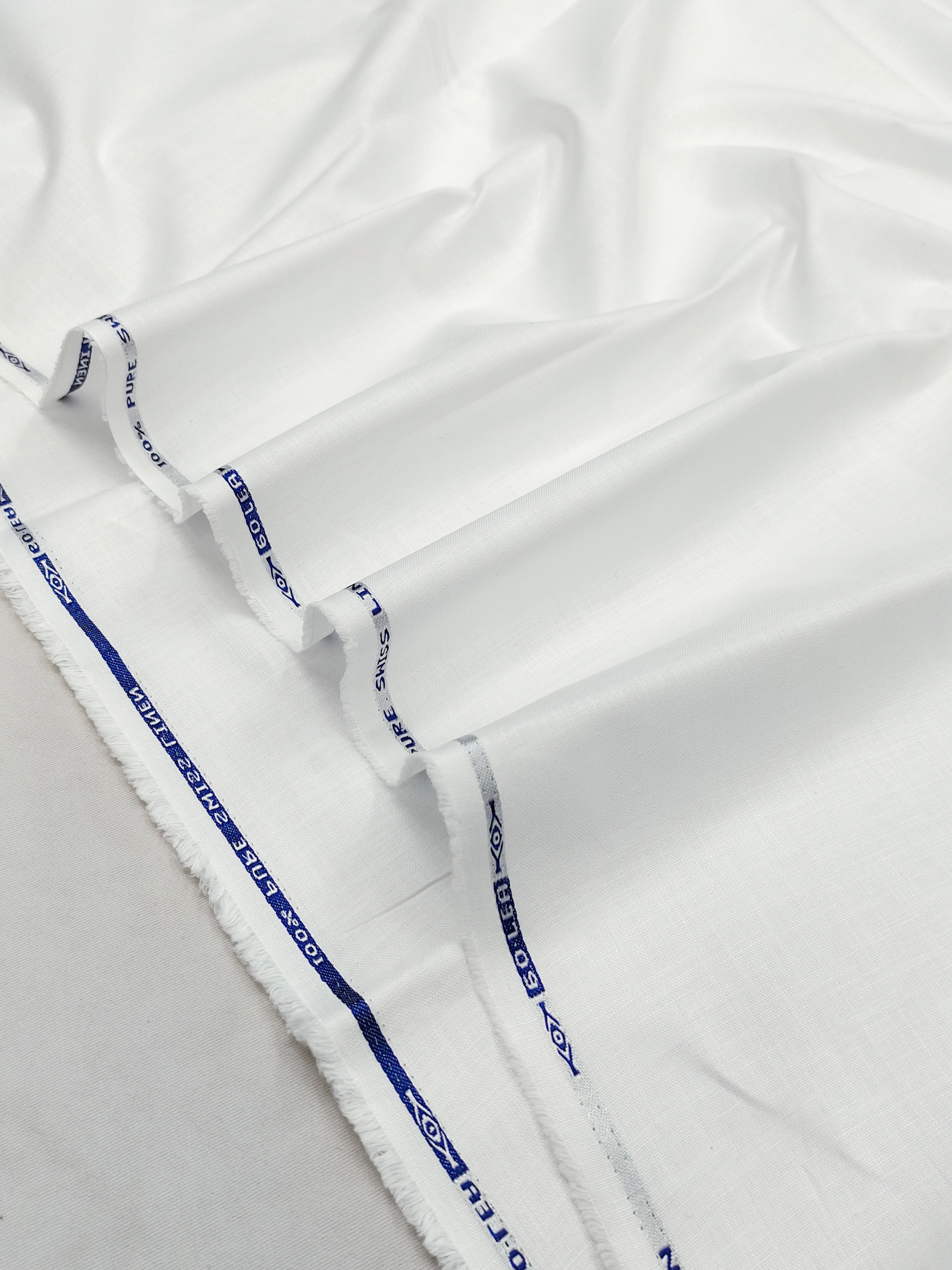 Soft Pearl White & Optical White Linen Combo Fabric for Men