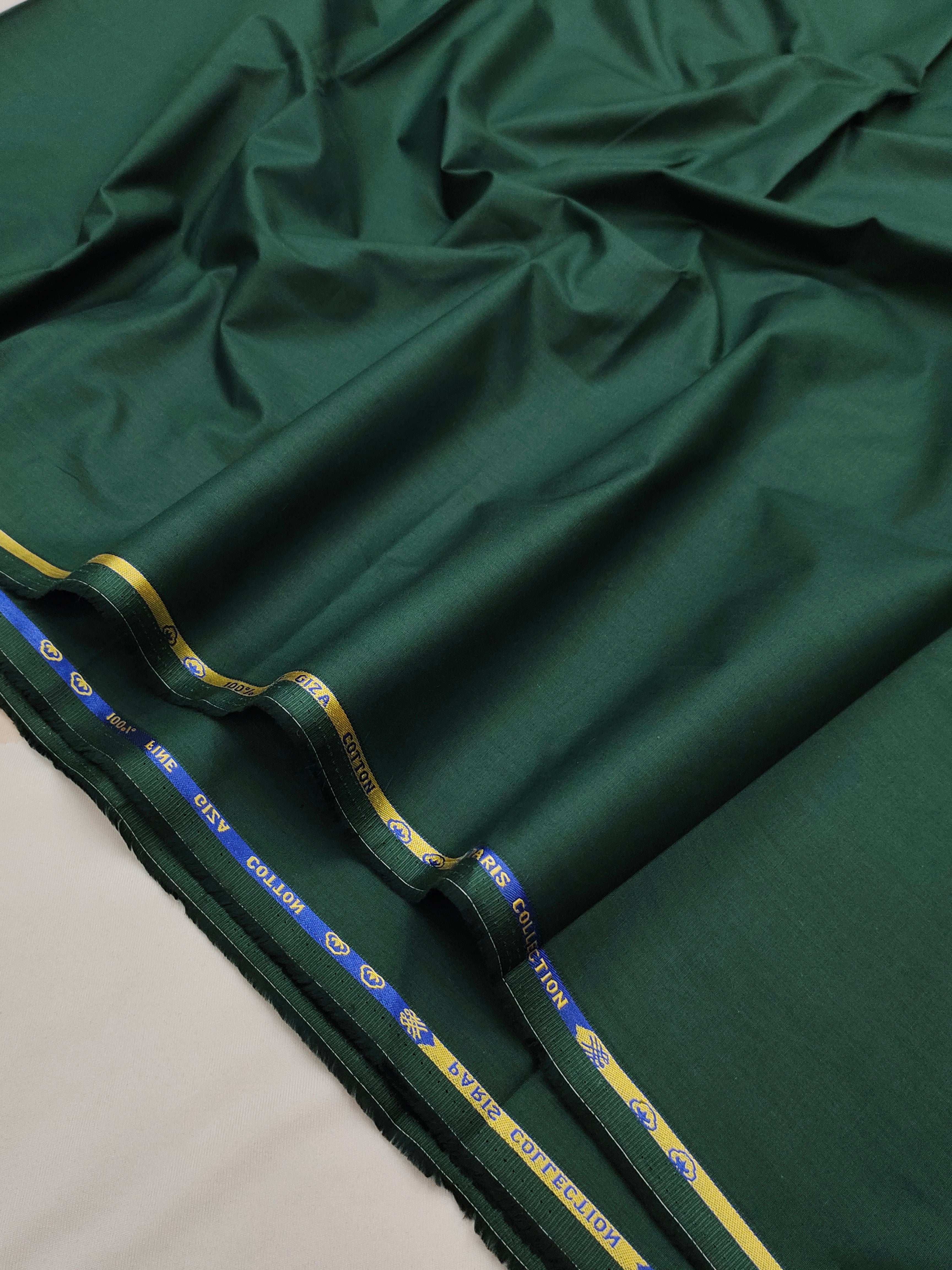 Deep Emerald Green & Crystal White Cotton Combo Fabric