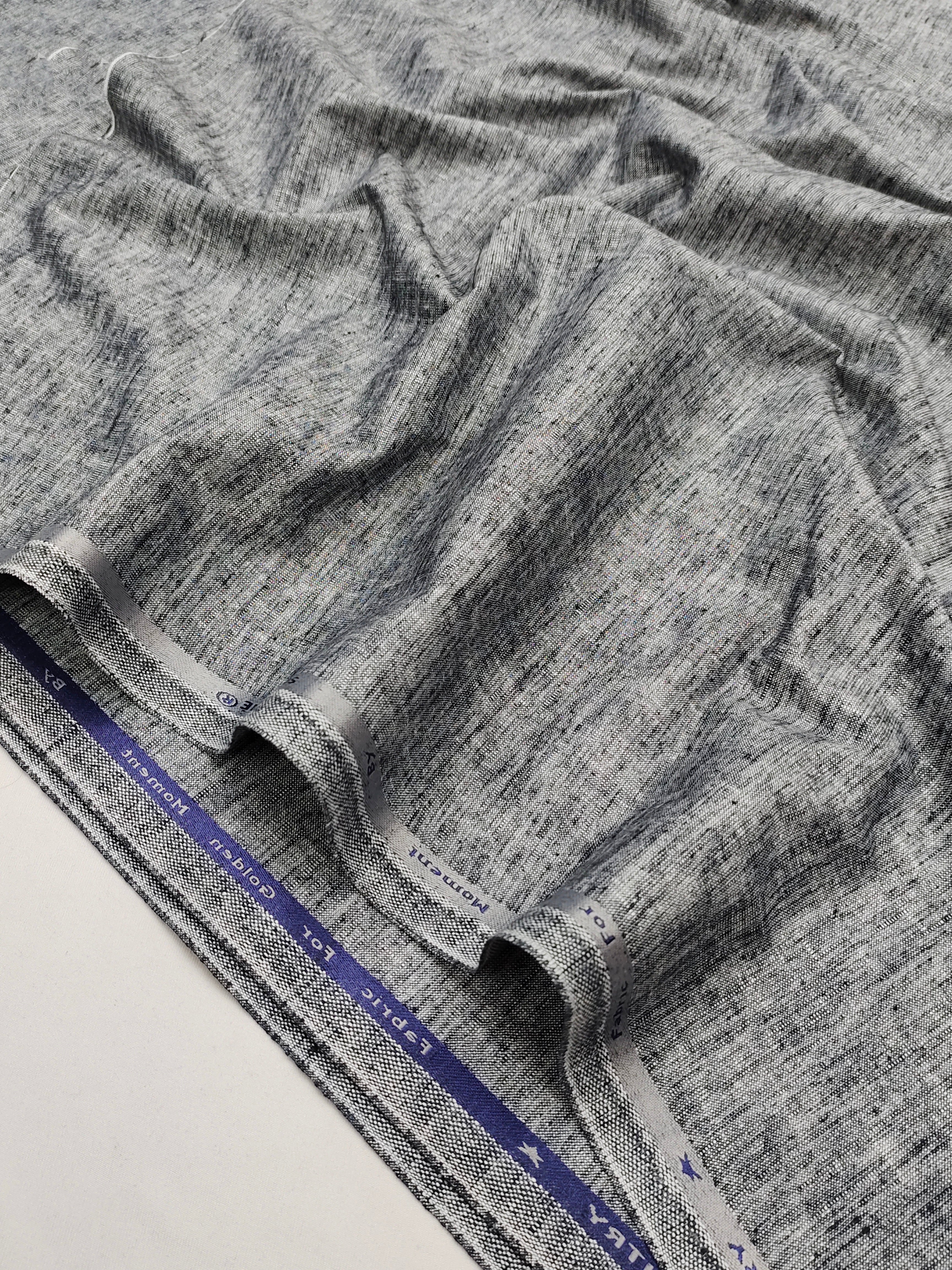 Premium Charcoal Grey Mélange Linen Trouser Fabric – Soft & Breathable