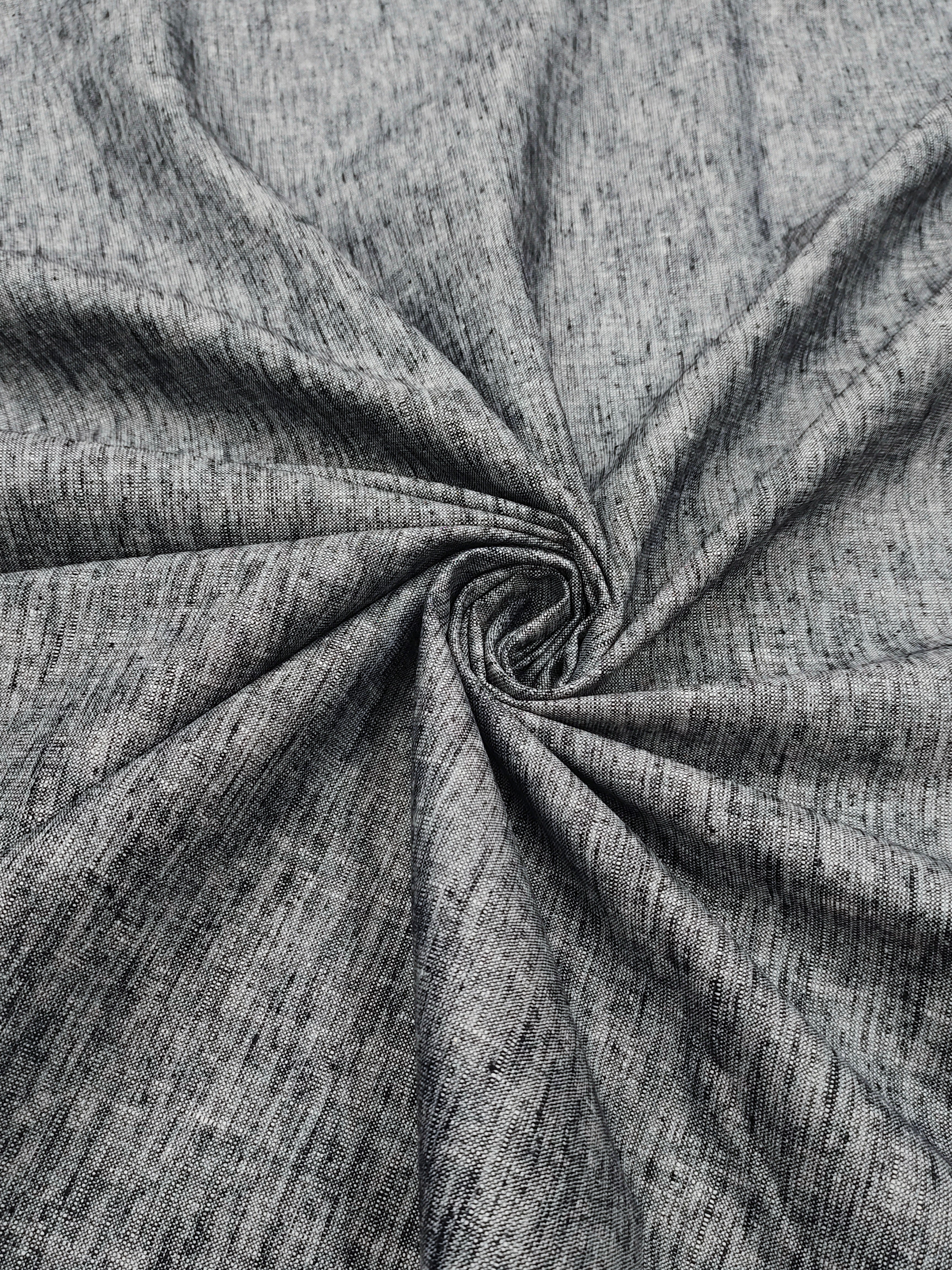 Premium Charcoal Grey Mélange Linen Trouser Fabric – Soft & Breathable