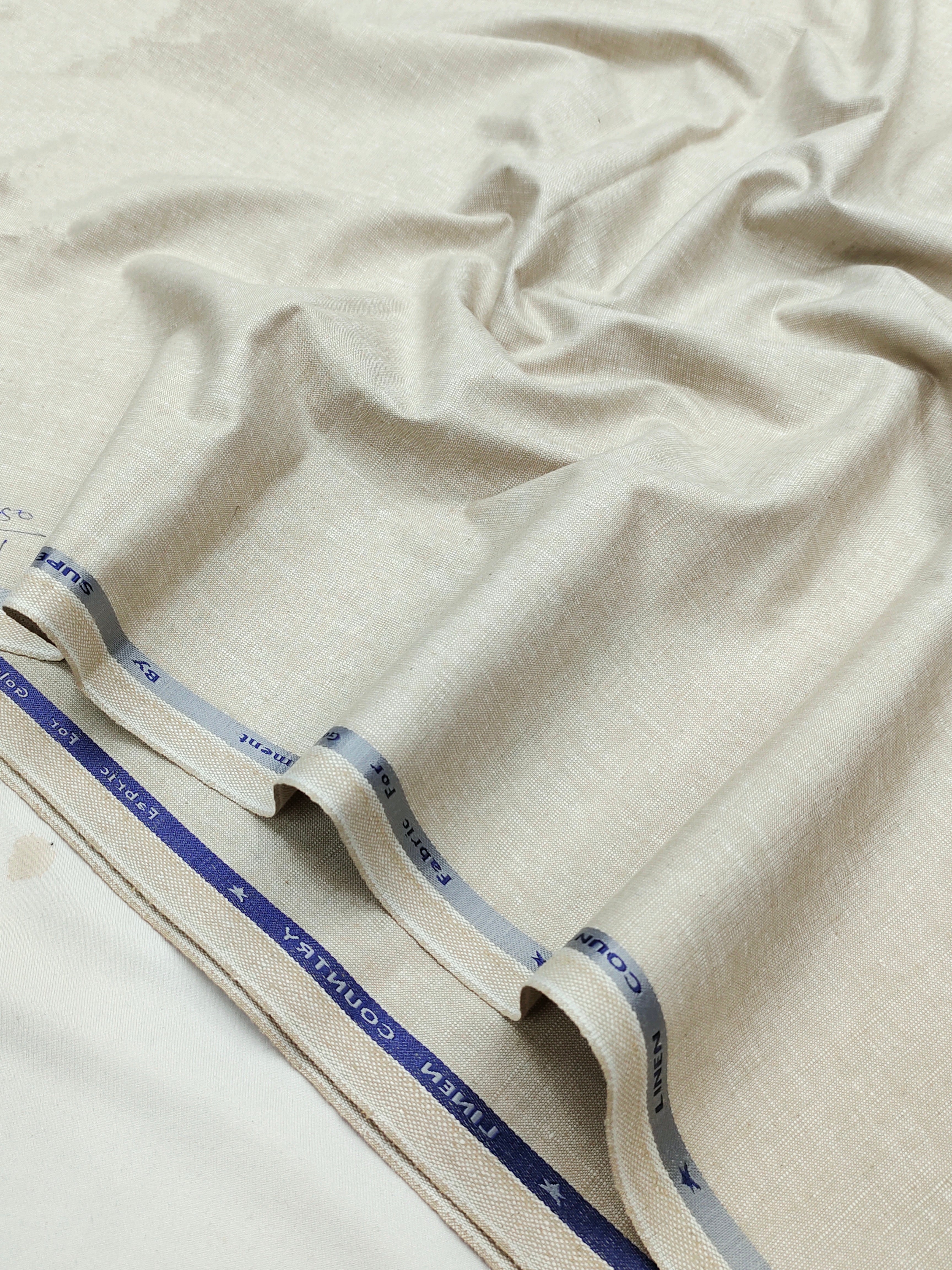 Premium Oatmeal Solid Linen Trouser Fabric – Soft & Breathable