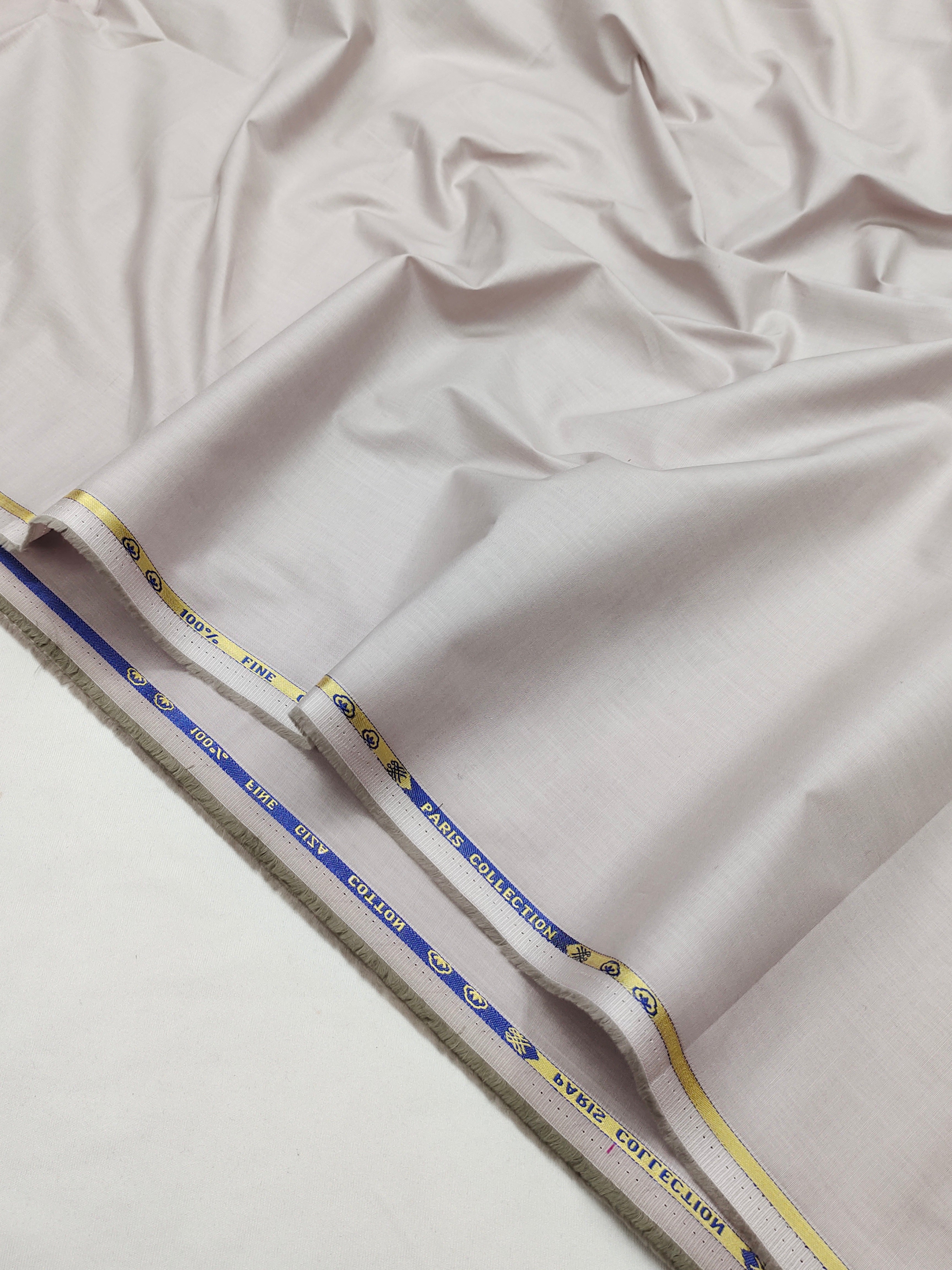 Premium Pearl Grey Solid Cotton Shirt Fabric – Soft & Breathable
