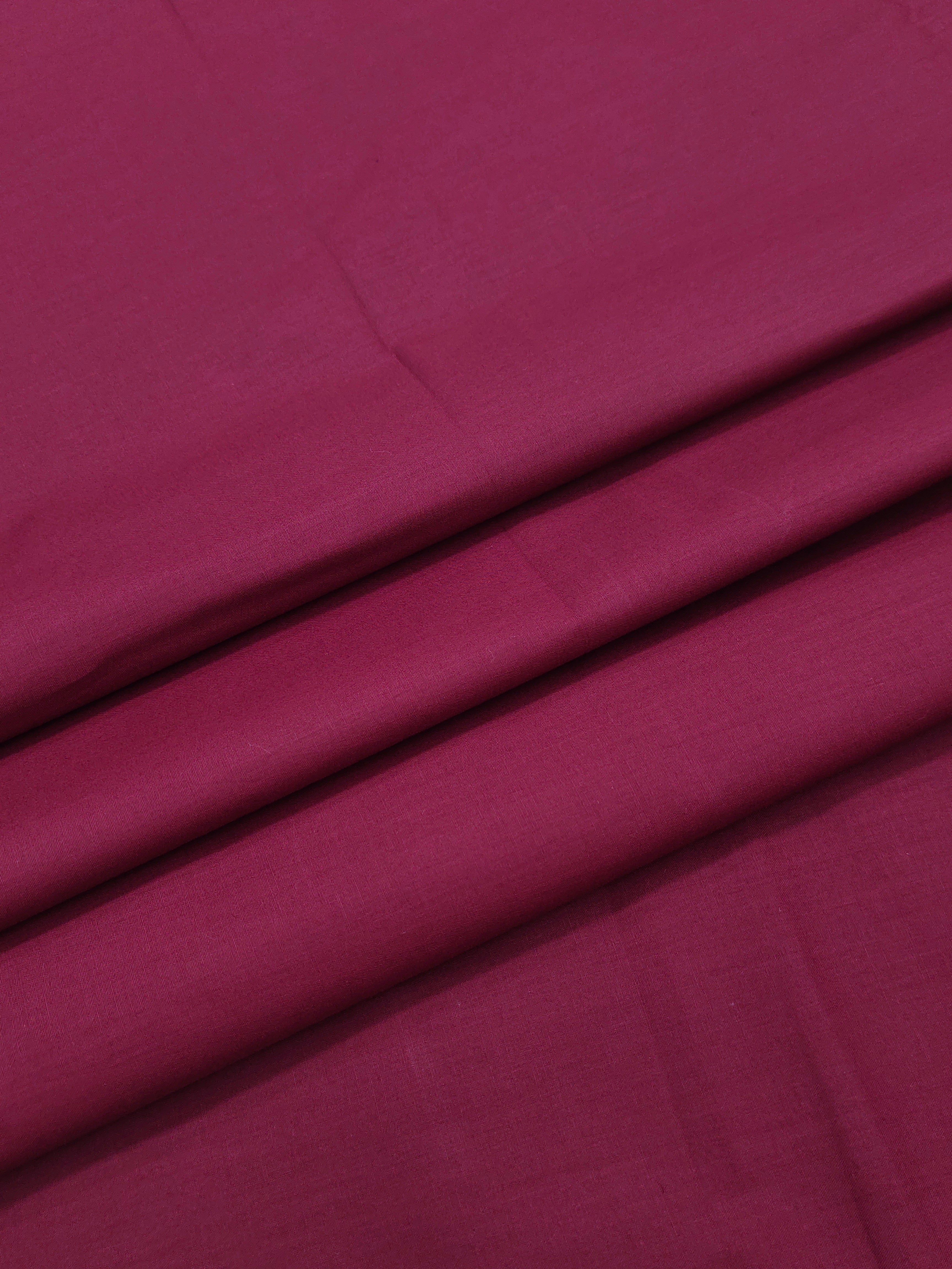 Premium Burgundy Solid Cotton Shirt Fabric – Soft & Breathable