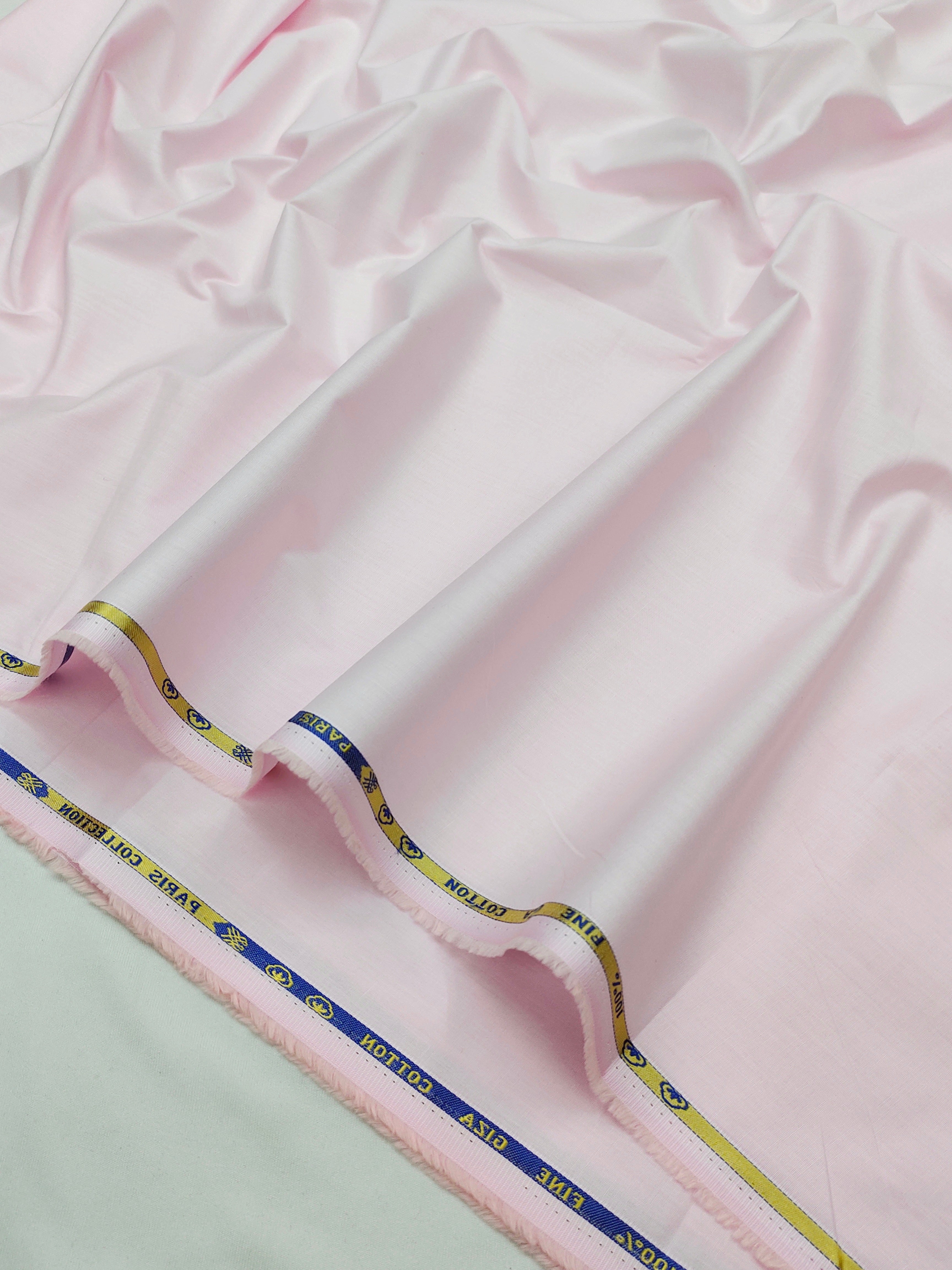 Premium Baby Pink Solid Cotton Shirt Fabric – Soft & Breathable
