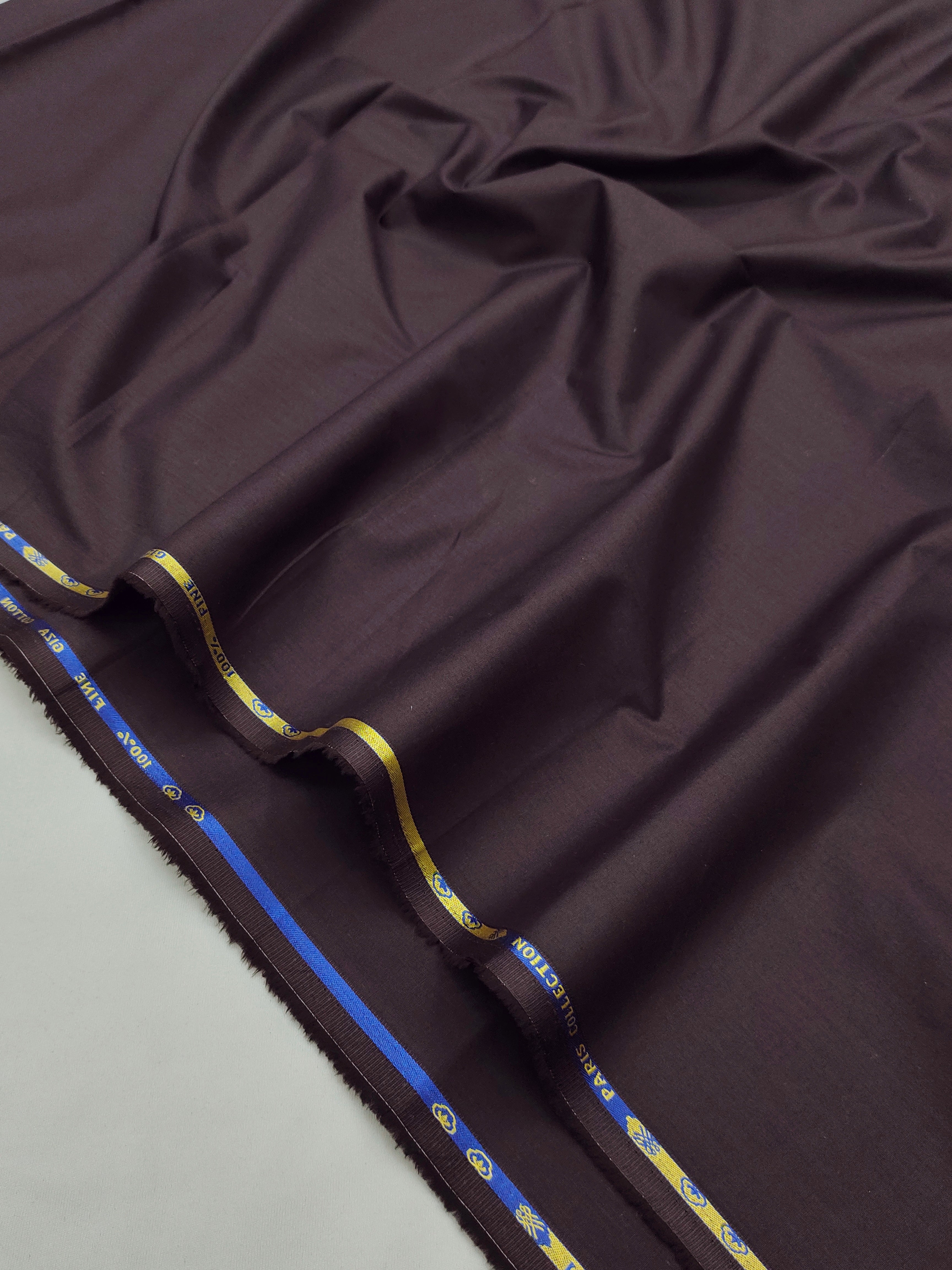 Rich Cocoa Brown Giza Cotton Shirt Fabric for Men