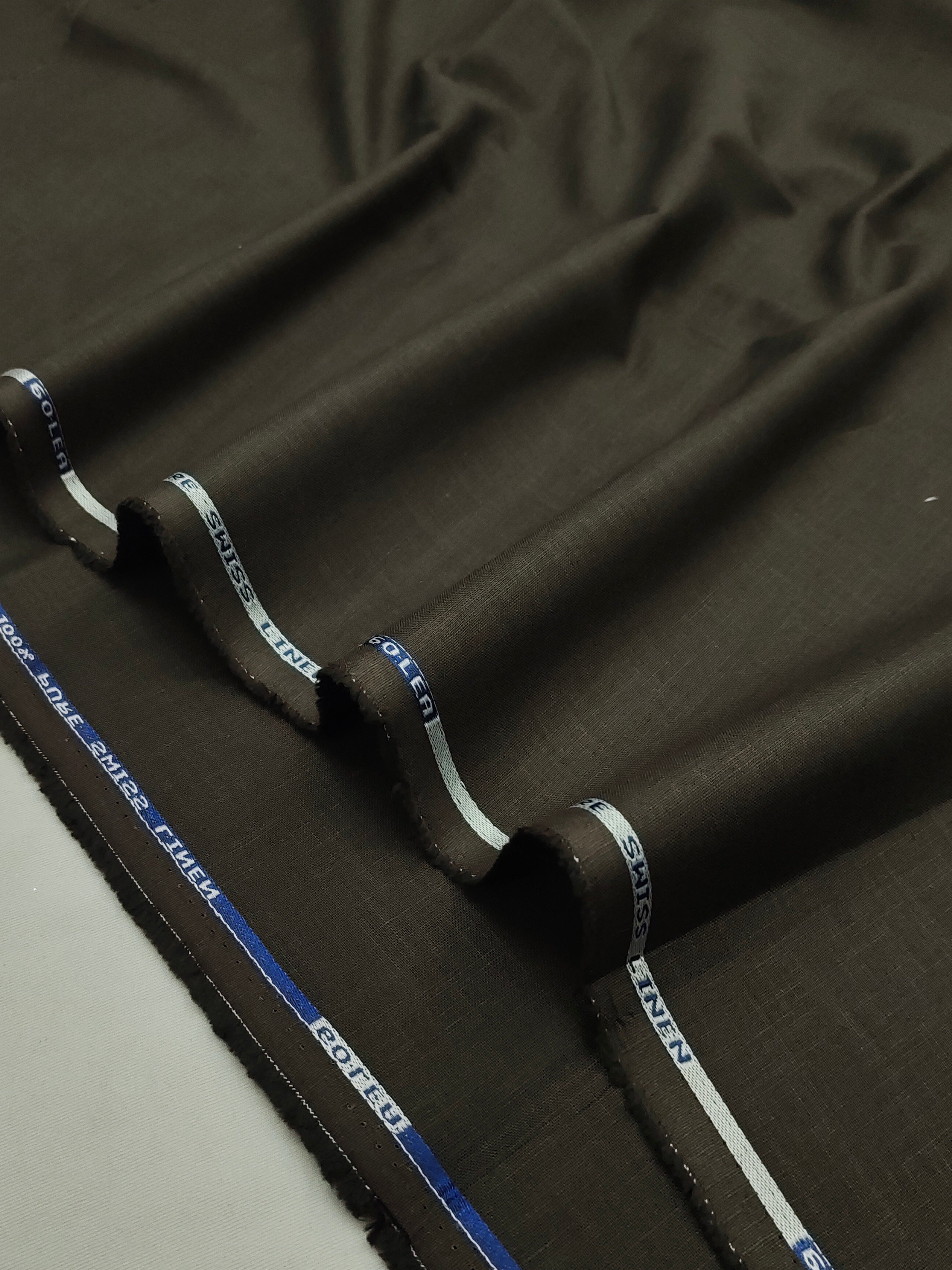Mose Brown & Optical White Linen Combo Fabric for Men