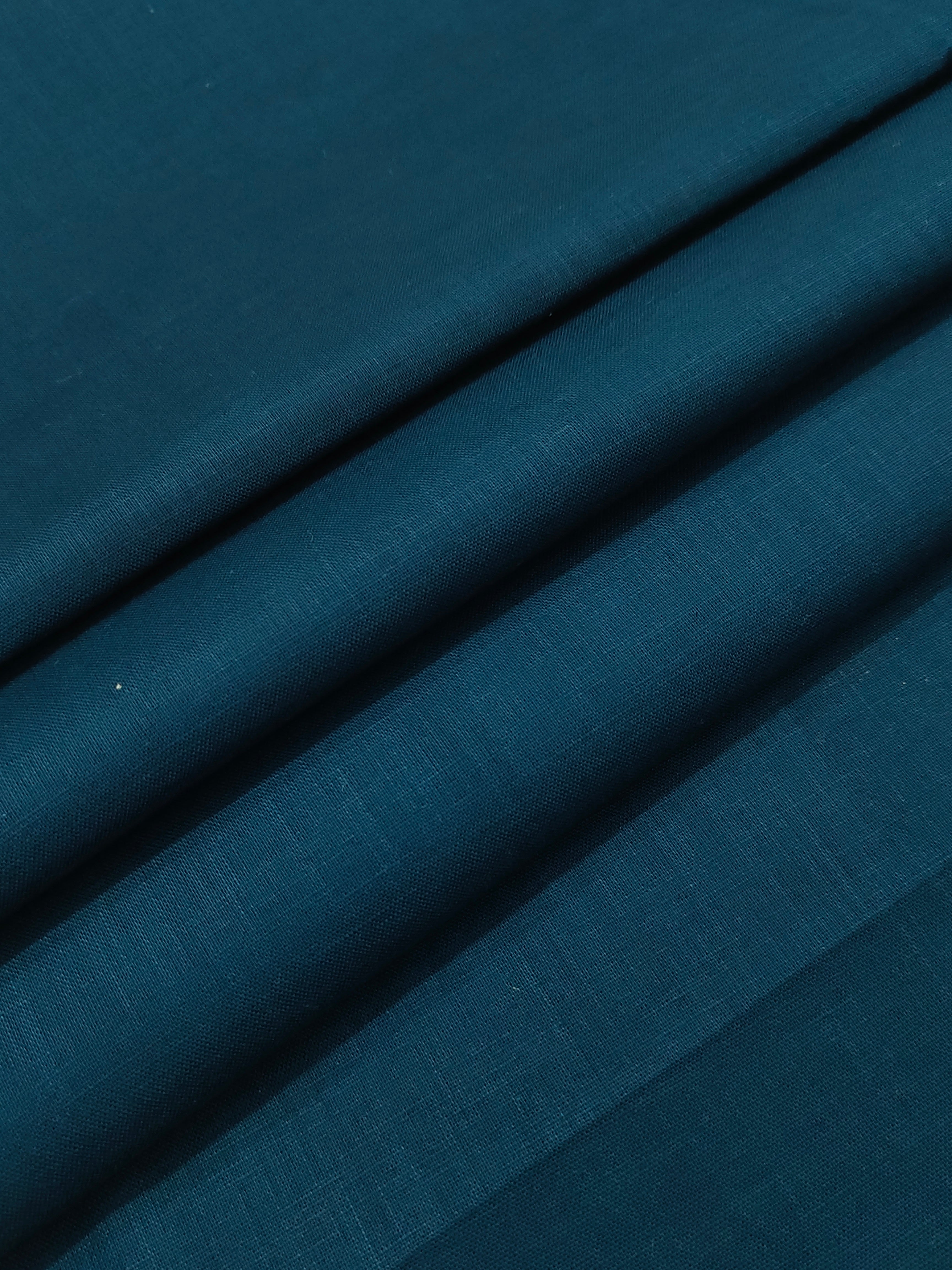 Dark Ocean Blue Semi Linen Shirt Fabric