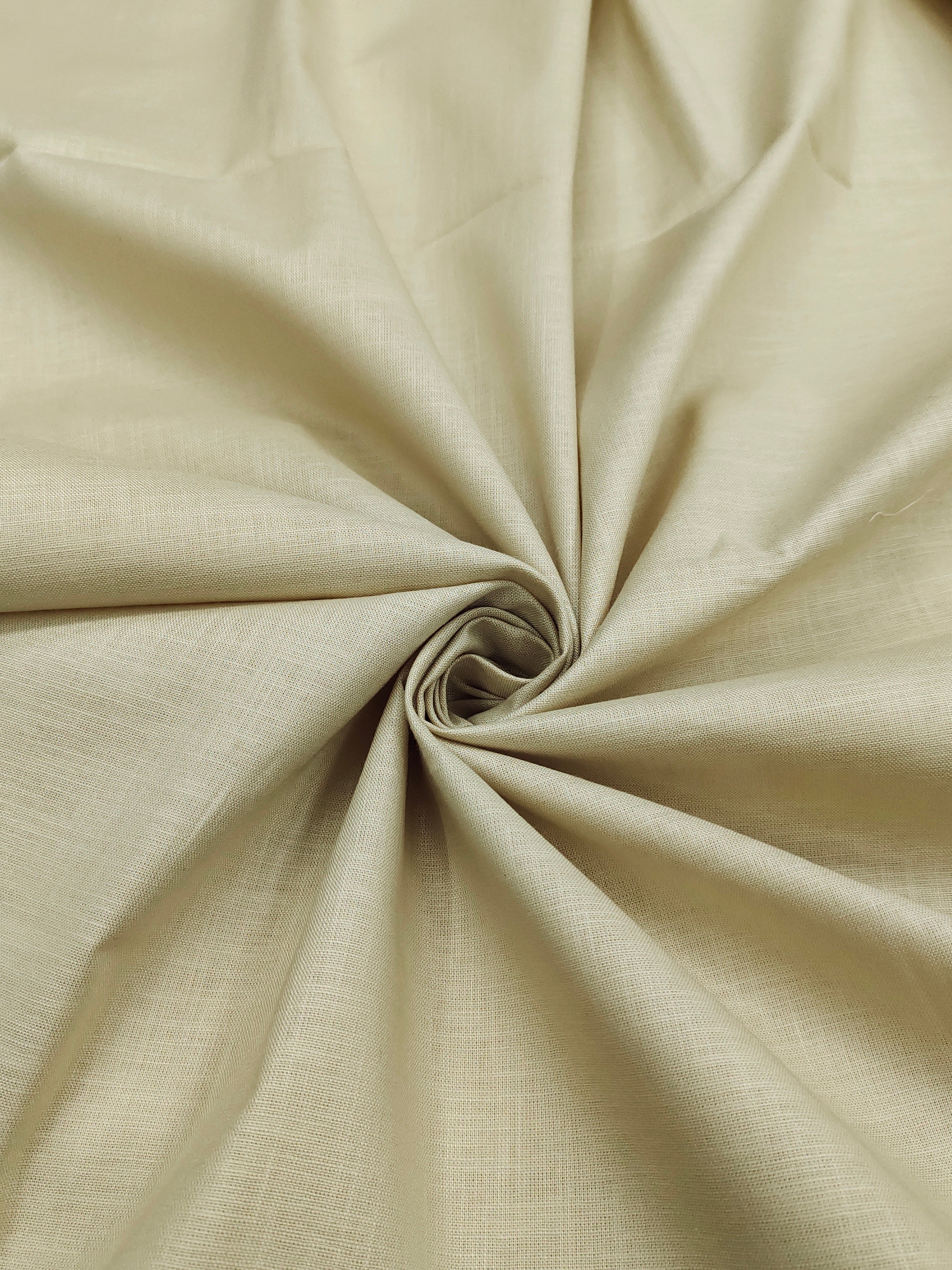 Cream Beige & Optical White Linen Combo Fabric for Men