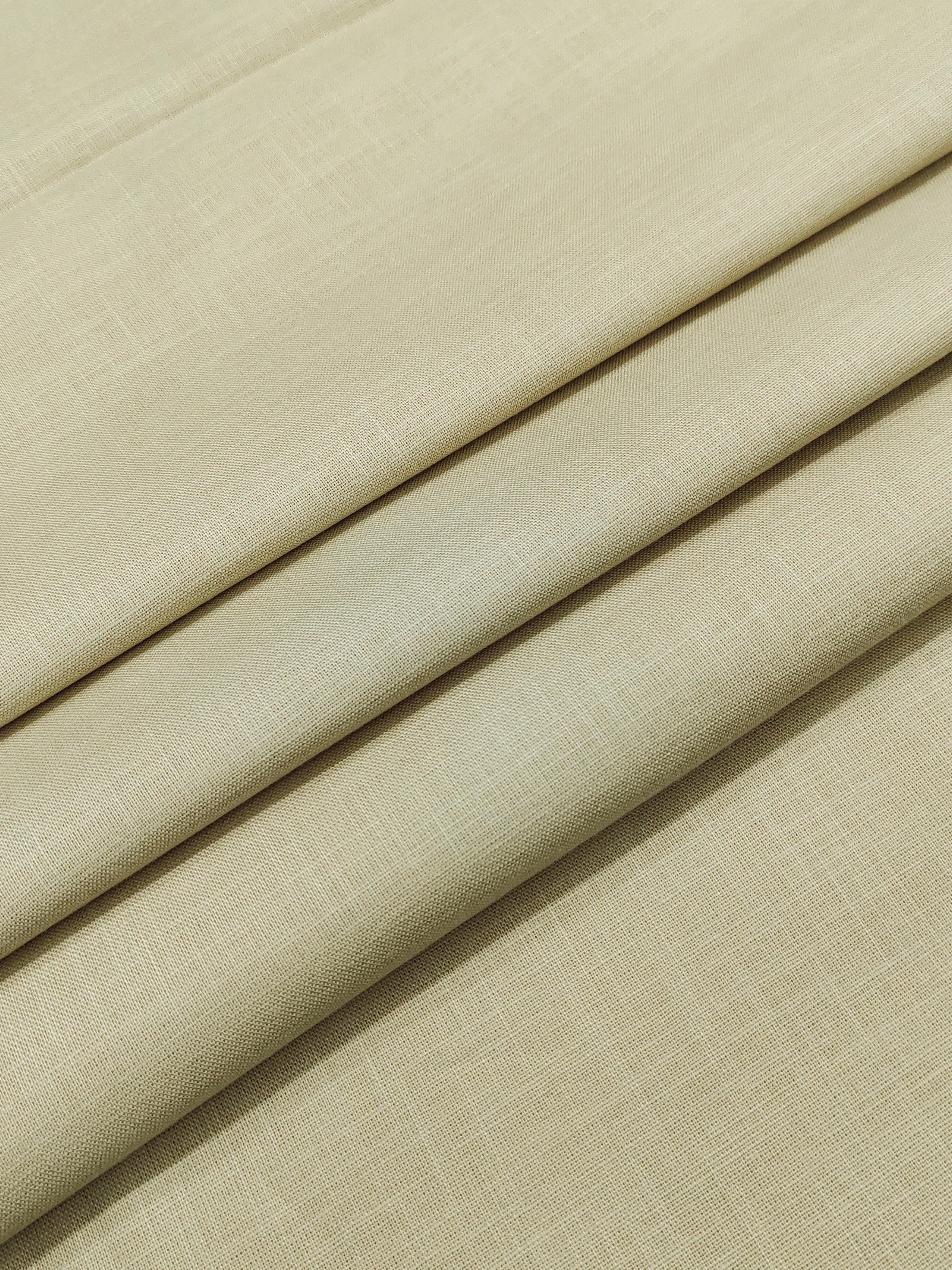 Cream Beige & Optical White Linen Combo Fabric for Men