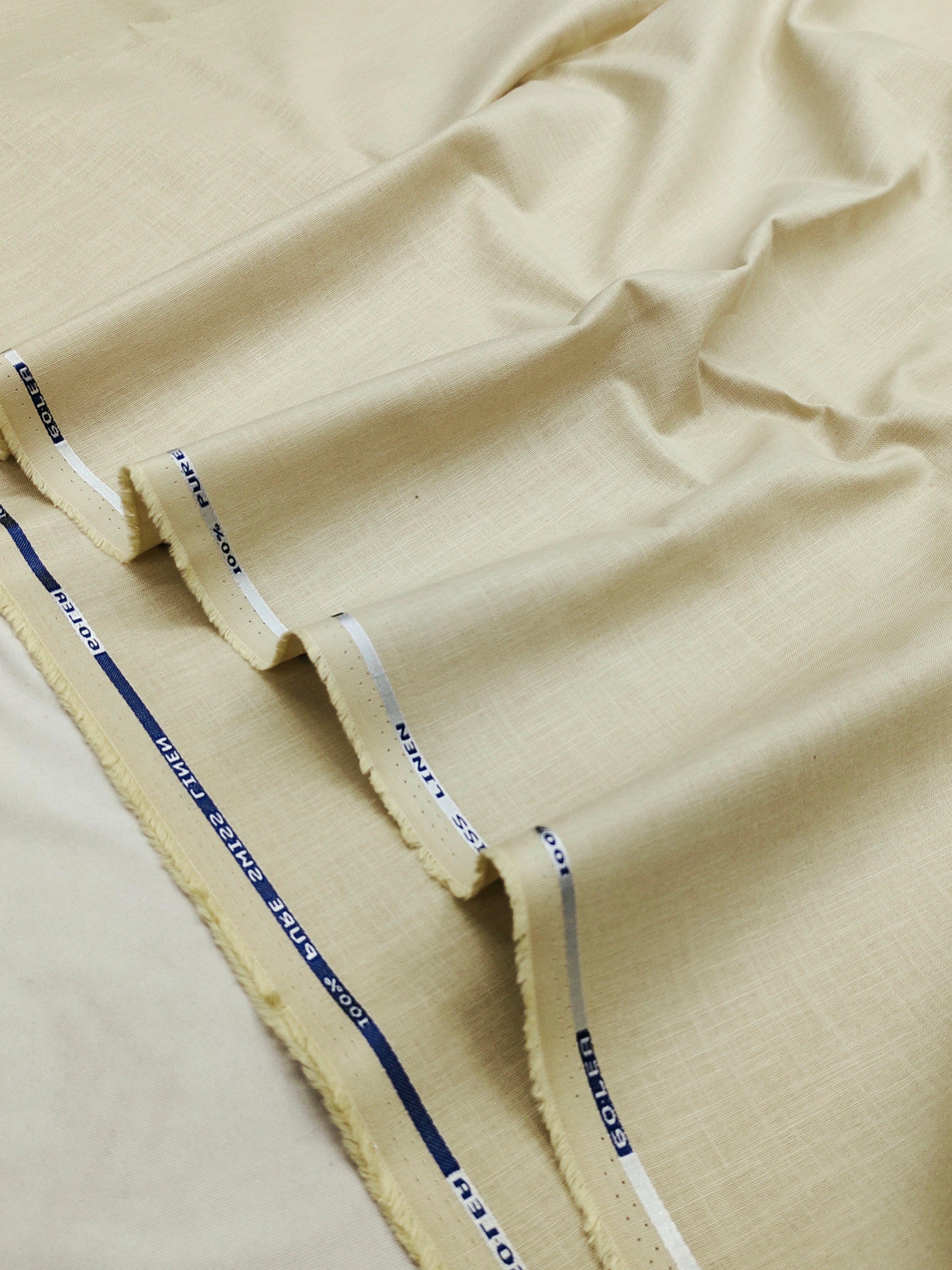 Cream Beige Semi Linen Shirt Fabric