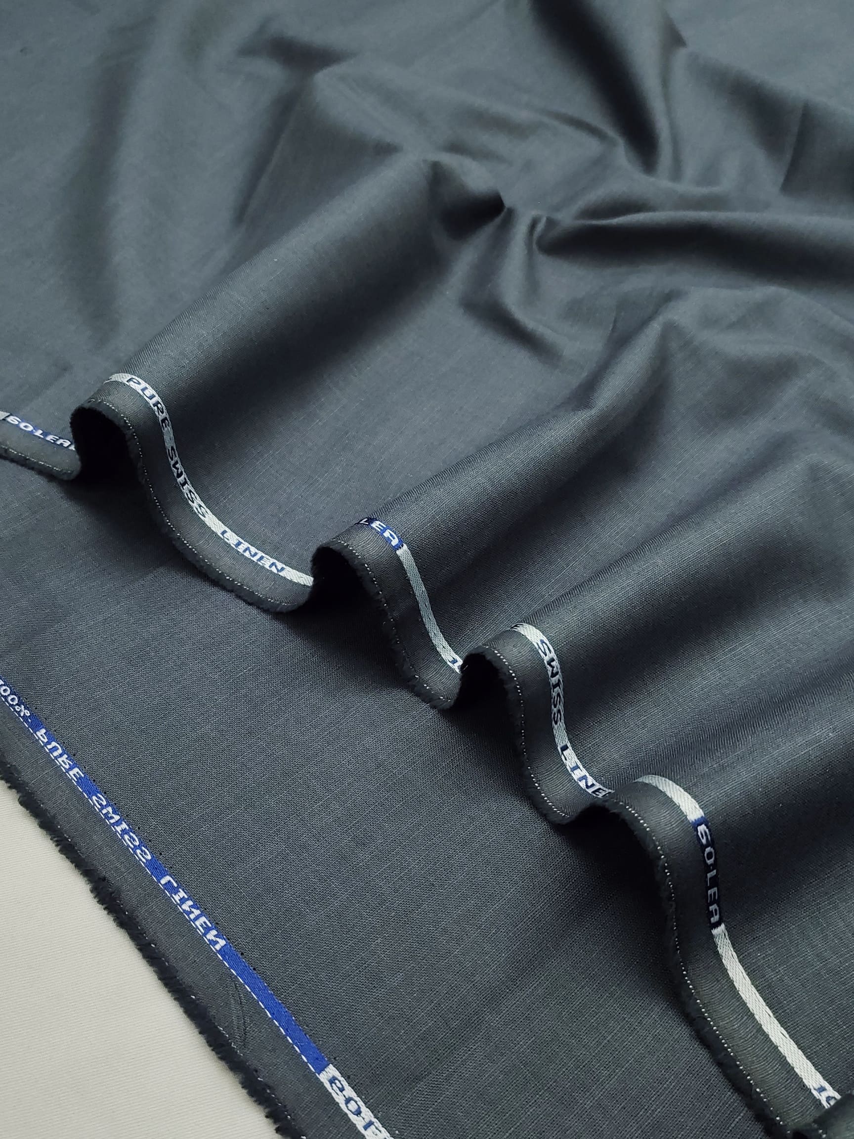 Charcoal Grey Semi Linen Fabric | Vastravira
