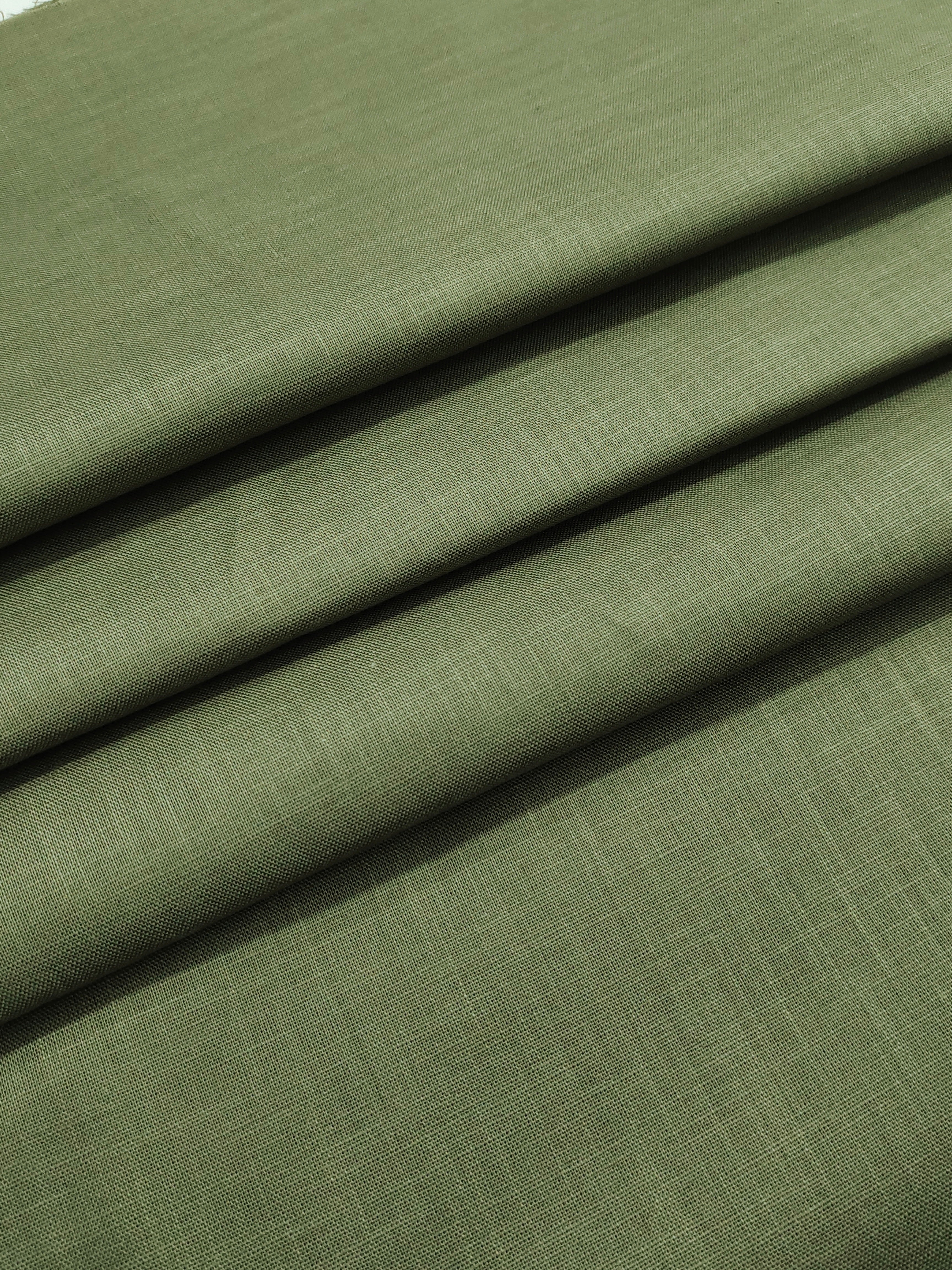 Olive Green Semi Linen Shirt Fabric