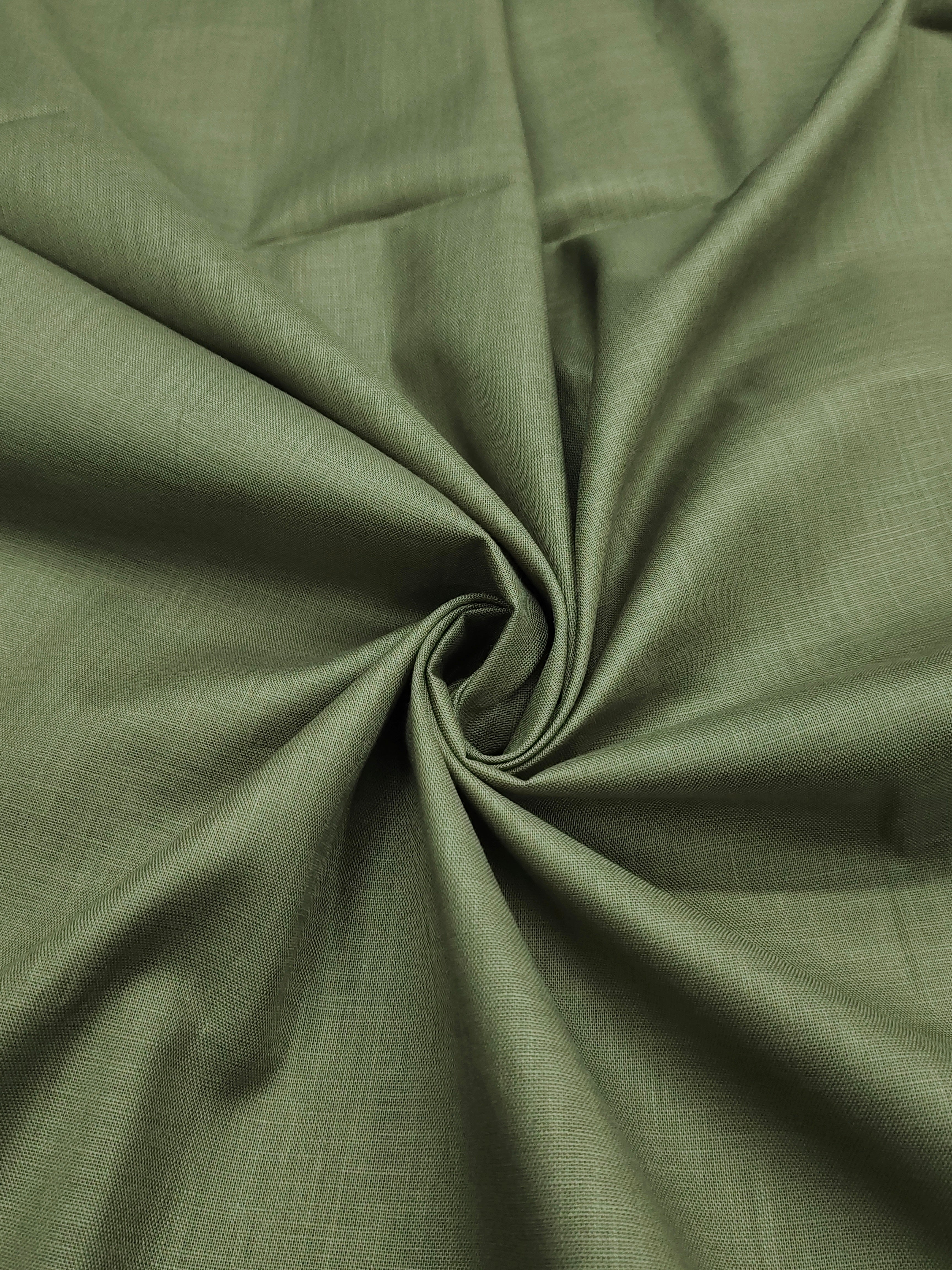 Olive Green Semi Linen Shirt Fabric