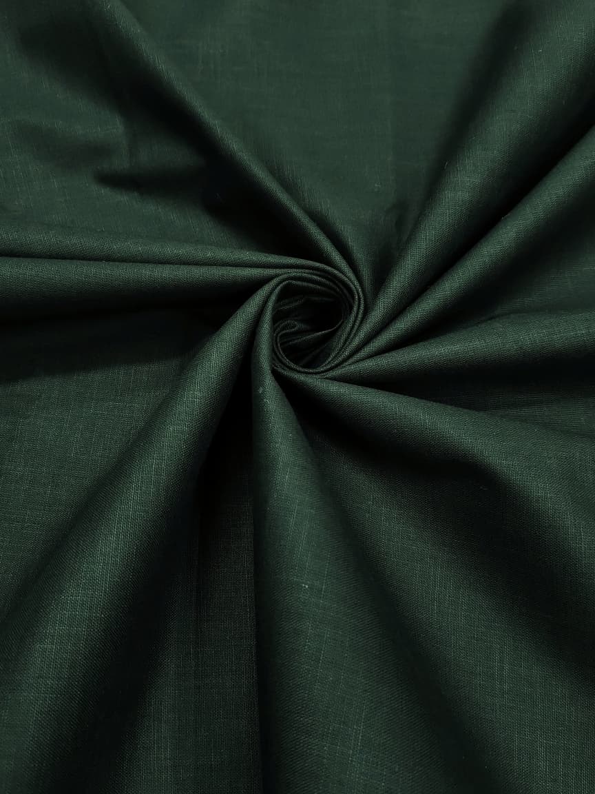 Forest Green & Optical White Linen Combo Fabric for Men