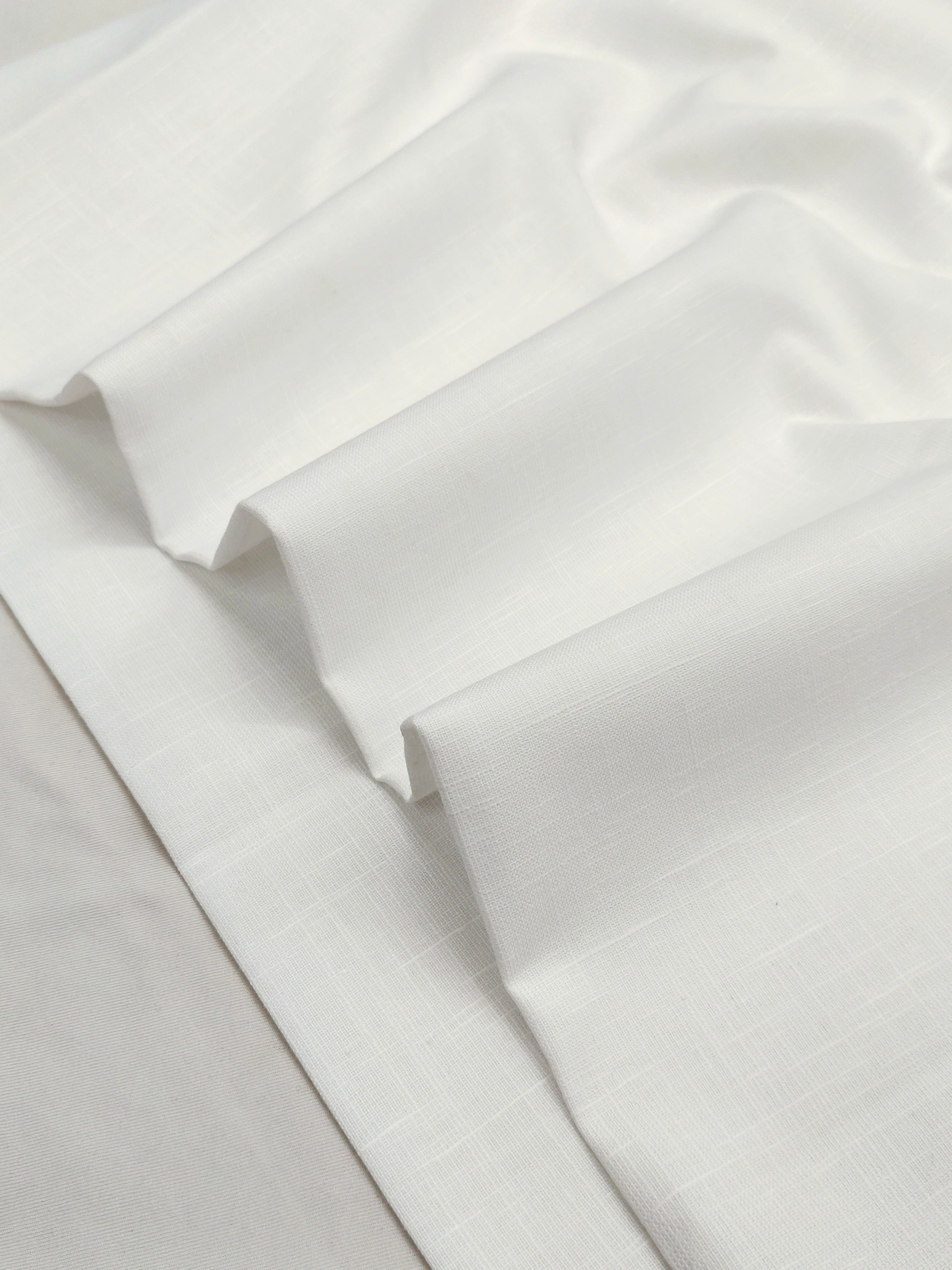 Dusty Blue & Optical White Linen Combo Fabric for Men